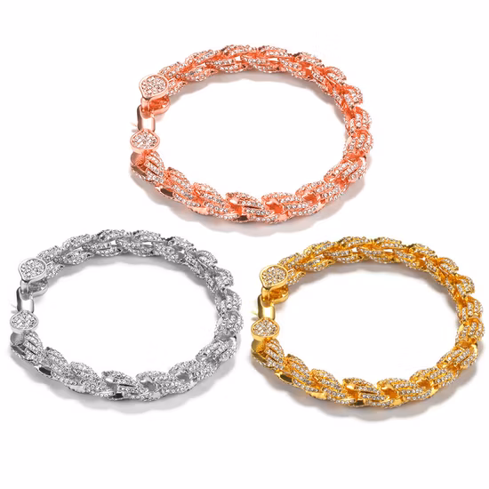 Western Alloy Jewelry Twist Rope Chain 3 Colors Cuba Bracelets