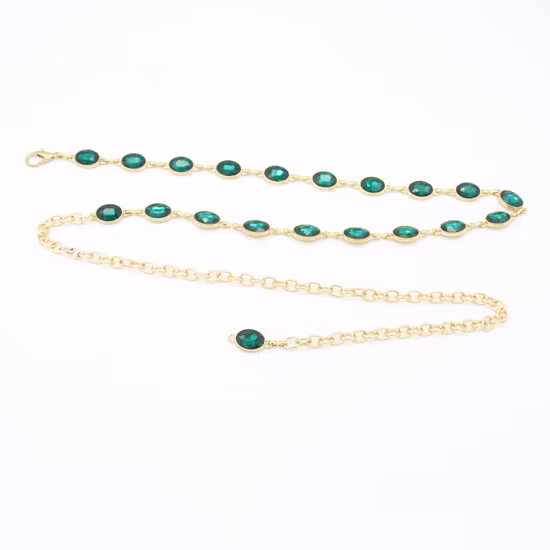 女性レトロメタルウエストチェーンベルトドレスウエストバンドボディチェーンベルトファッションガラス